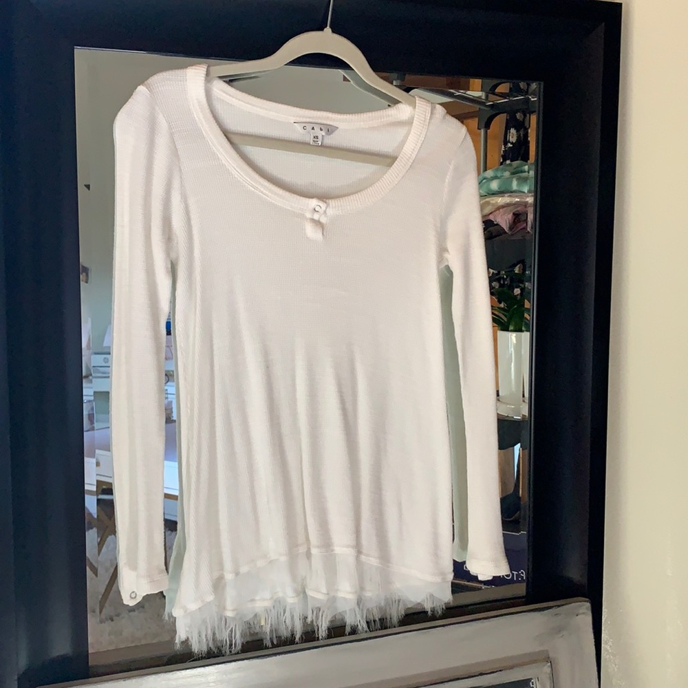 Cabi thermal tunic with fringe